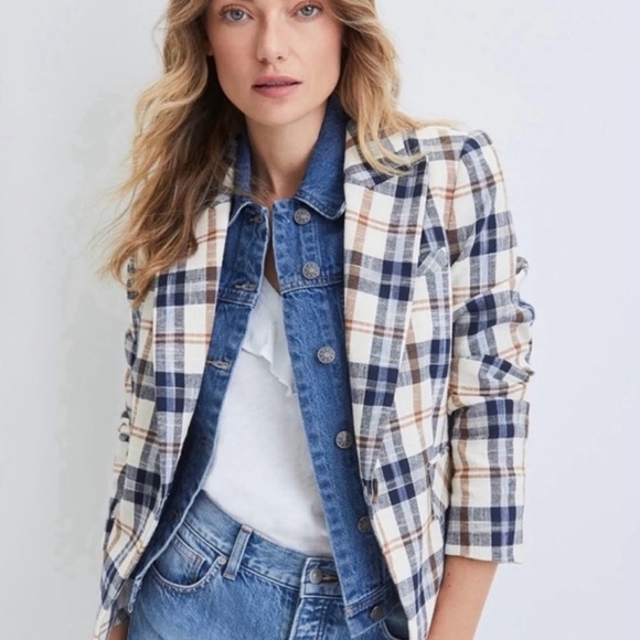 Veronica Beard Hosanna Plaid Cropped Dickey Jacket Blazer Size 8 Business Casual - Picture 1 of 9